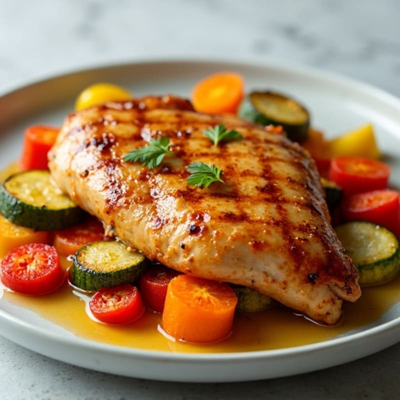Ginger-Garlic Glazed Chicken with Crispy Roasted Vegetables