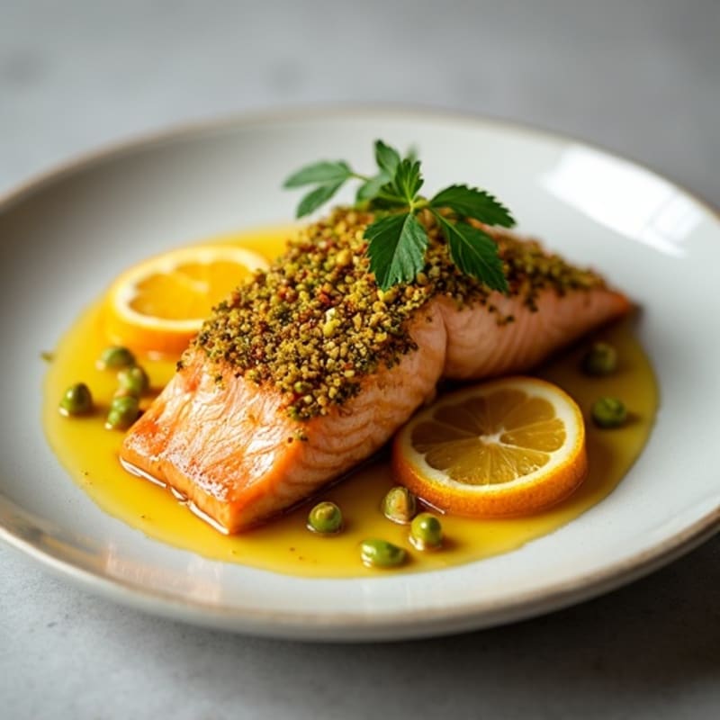 Crispy Pistachio-Crusted Salmon with Citrus-Ginger Glaze