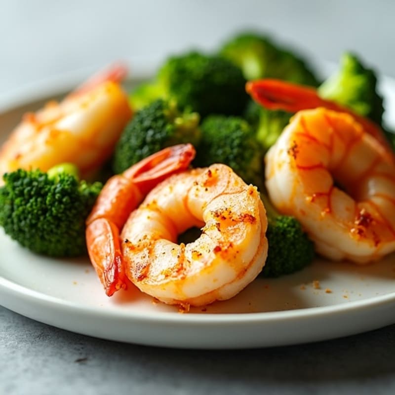 Pan-Seared Lemon Garlic Shrimp with Roasted Broccoli