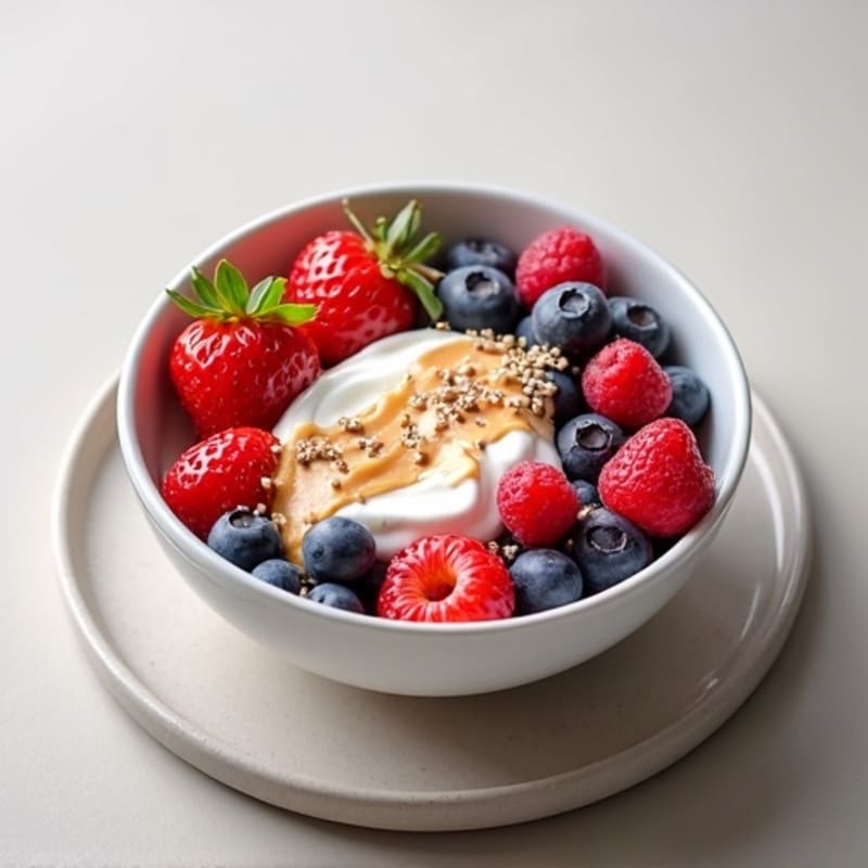 Greek Yogurt Protein Bowl with Mixed Berries and Almond Butter