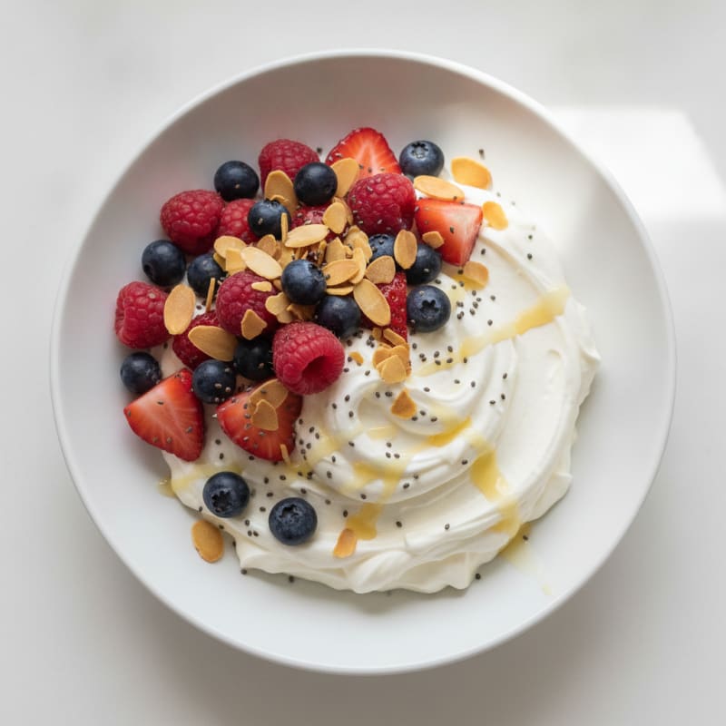 Silky Greek Yogurt Protein Mousse with Mixed Berries