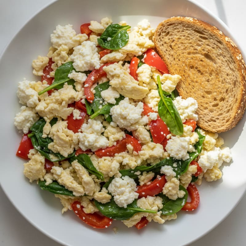 Egg White Veggie Scramble with Cottage Cheese
