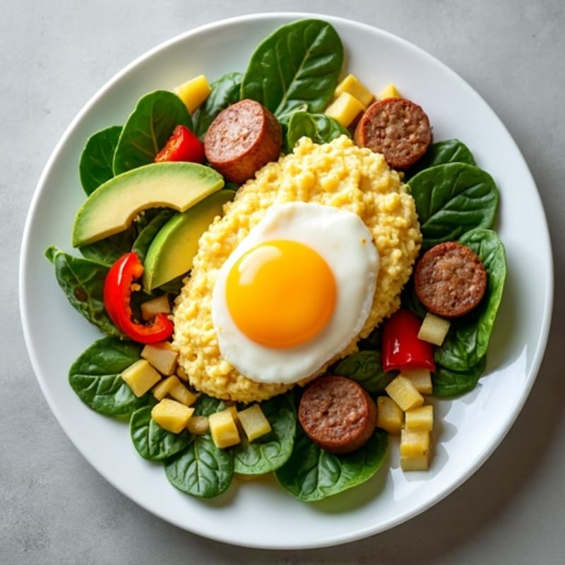 Egg White and Turkey Sausage Scramble with Spinach