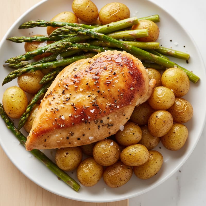 Lemon Herb Roasted Chicken with Asparagus