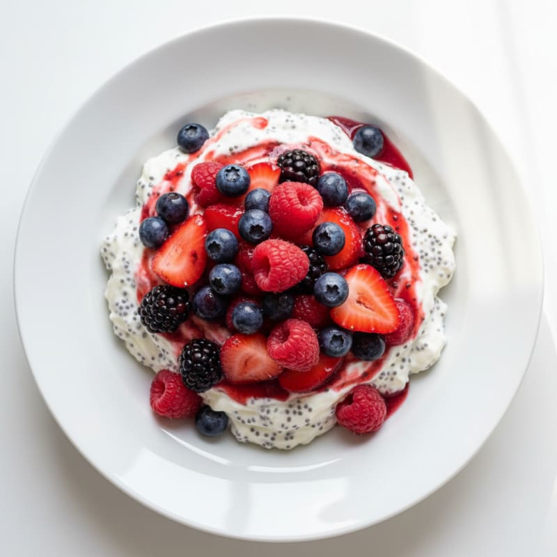 Creamy Greek Yogurt Protein Pudding with Mixed Berries