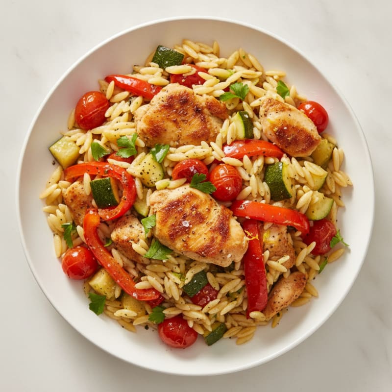 Lemon Herb Orzo with Roasted Vegetables