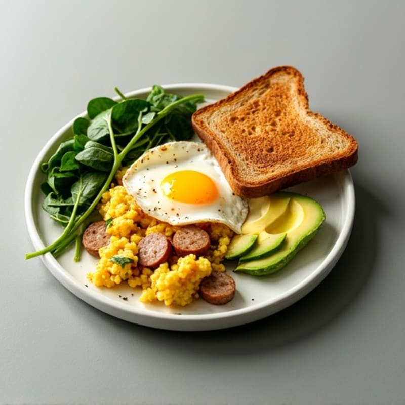 Egg White and Turkey Sausage Scramble with Spinach