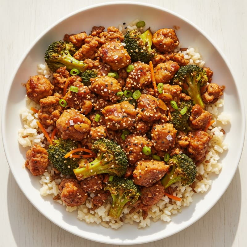 Ginger-Sesame Ground Turkey Bowl