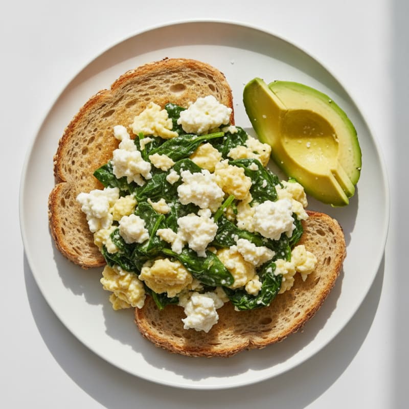 Egg White and Spinach Scramble with Cottage Cheese