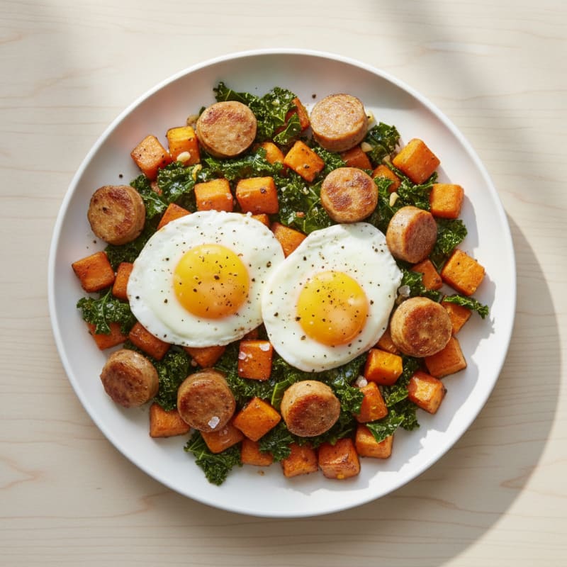 Chicken Sausage and Sweet Potato Hash