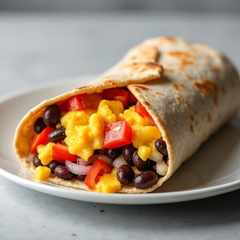 Hearty Egg and Black Bean Breakfast Burrito