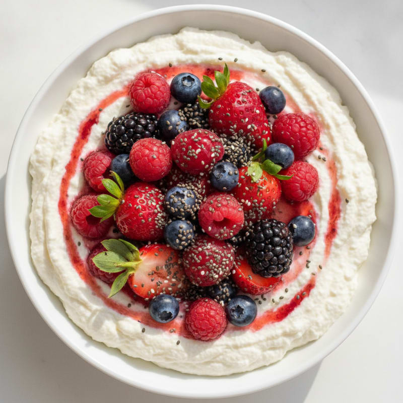 Cottage Cheese Protein Mousse with Mixed Berries