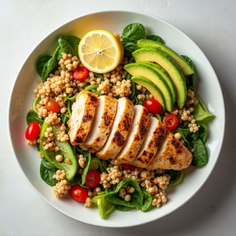 Grilled Chicken and Quinoa Salad with Fresh Vegetables