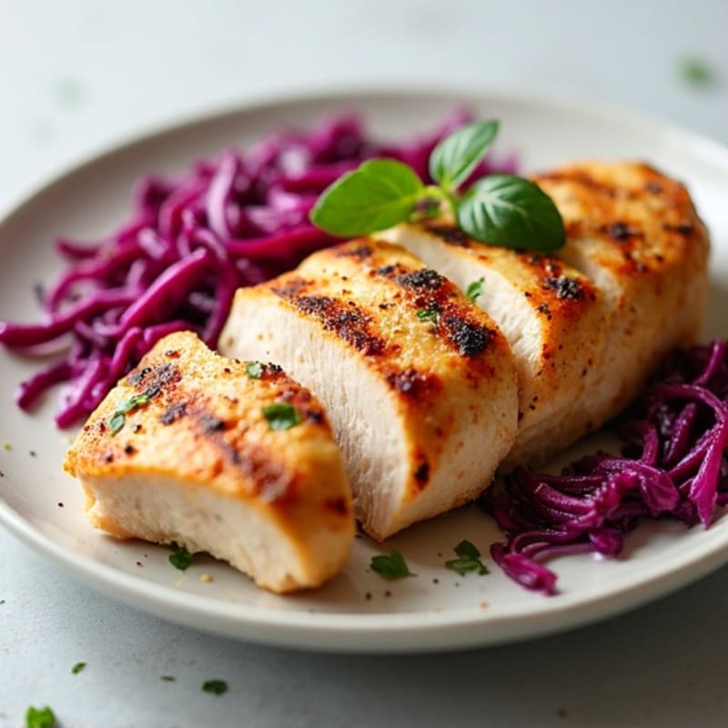Grilled Chicken Breast with Crunchy Cabbage Slaw