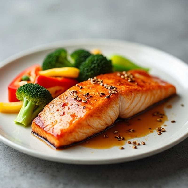 Honey-Ginger Glazed Salmon with Sesame Vegetables
