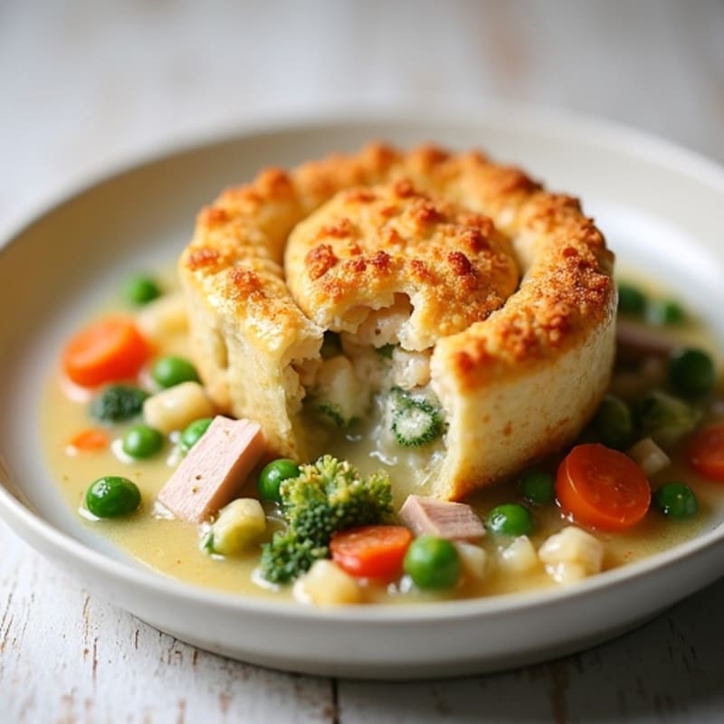 Creamy Turkey and Mixed Vegetable Pot Pie with Crispy Topping