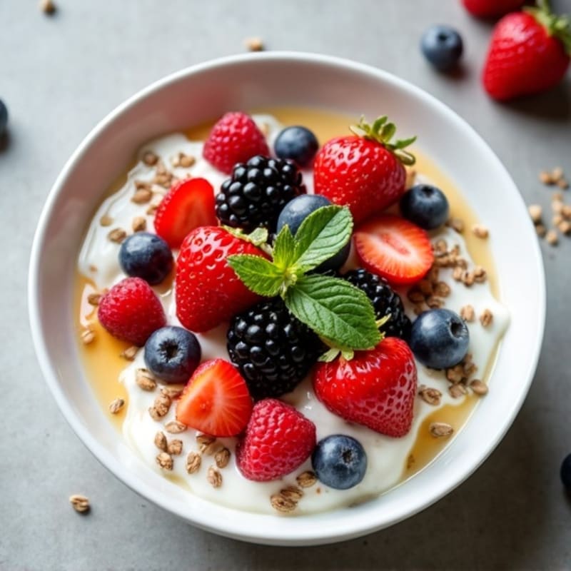 Silky Greek Yogurt Bowl with Hemp Seeds and Mixed Berries