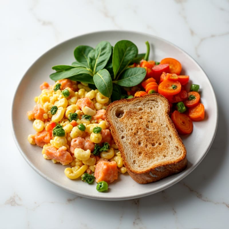 Smoked Salmon Scramble with Spinach and Sweet Potato Hash