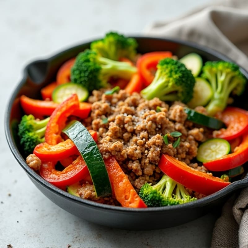 Ground Turkey and Crispy Vegetable Skillet