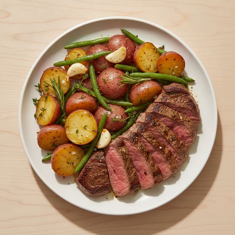 Garlic Herb Baked Steak with Potatoes