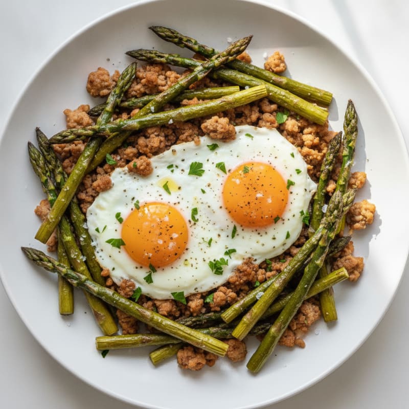 Baked Eggs with Roasted Asparagus
