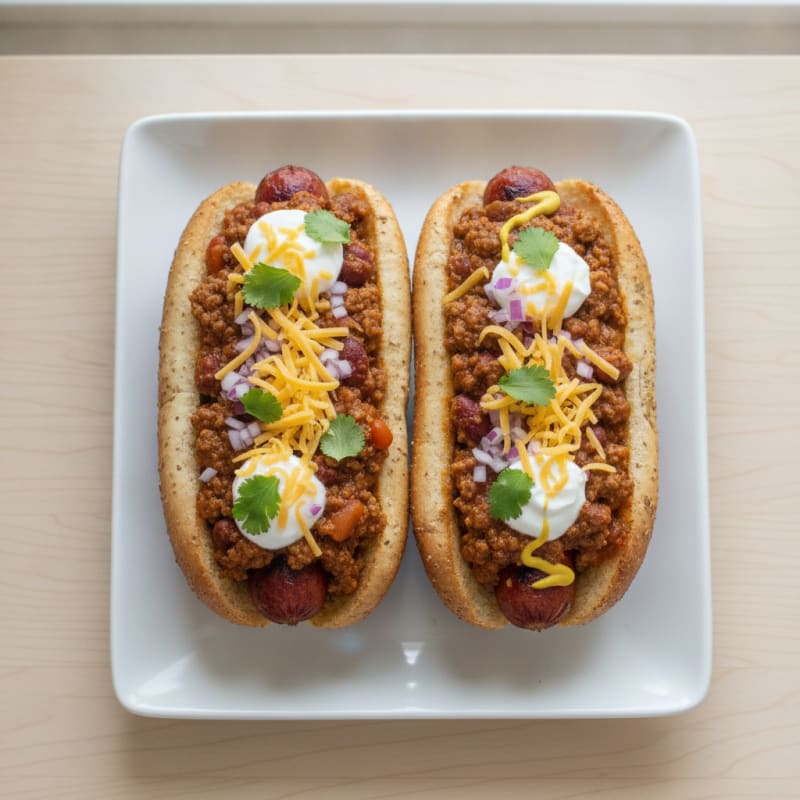 Loaded Chili Cheese Hot Dogs