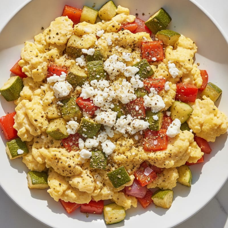 Hearty Scrambled Eggs with Roasted Vegetables