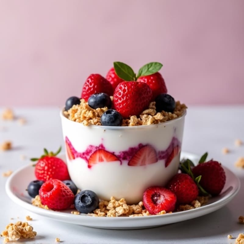 Protein-Packed Berry Yogurt Parfait with Crunchy Granola