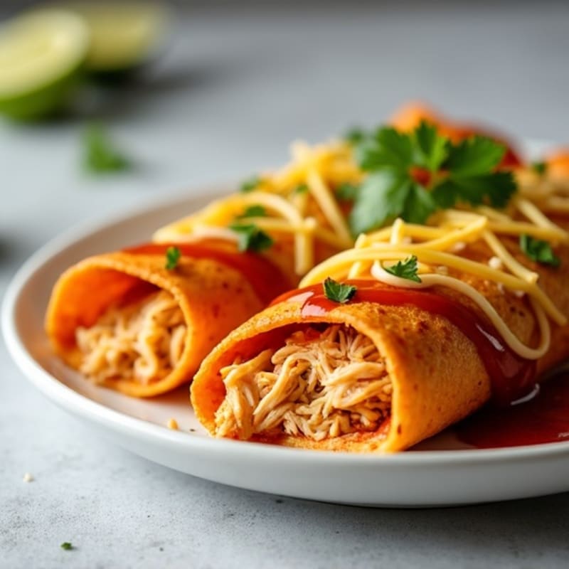 Baked Shredded Chicken Enchiladas with Smoky Chili Sauce