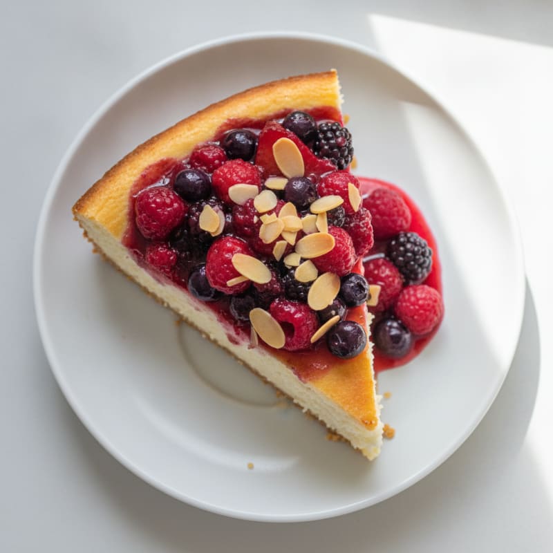 Greek Yogurt Protein Cheesecake with Mixed Berries