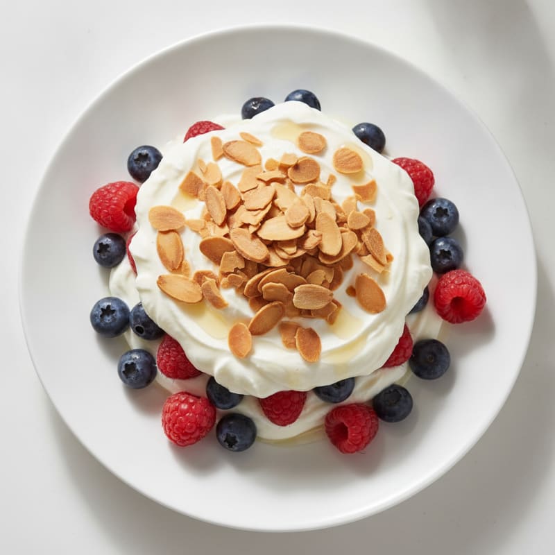 Greek Yogurt Protein Parfait with Mixed Berries and Almonds
