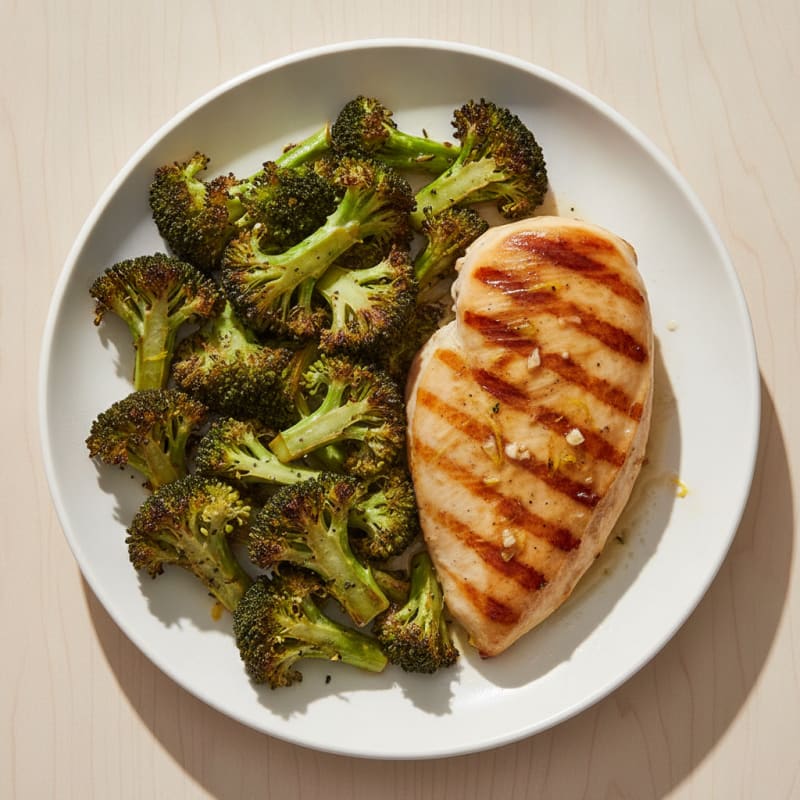 Grilled Chicken Breast with Roasted Broccoli