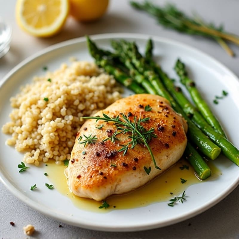 Lemon Herb Roasted Chicken with Crispy Roasted Asparagus