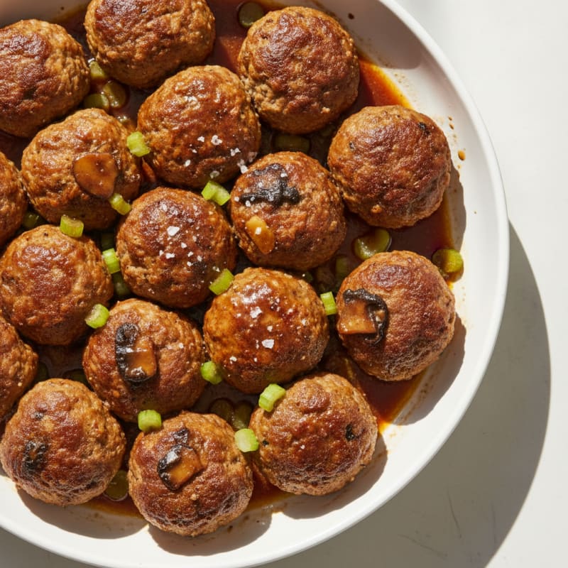 Garlic Beef & Portobello Baked Meatballs