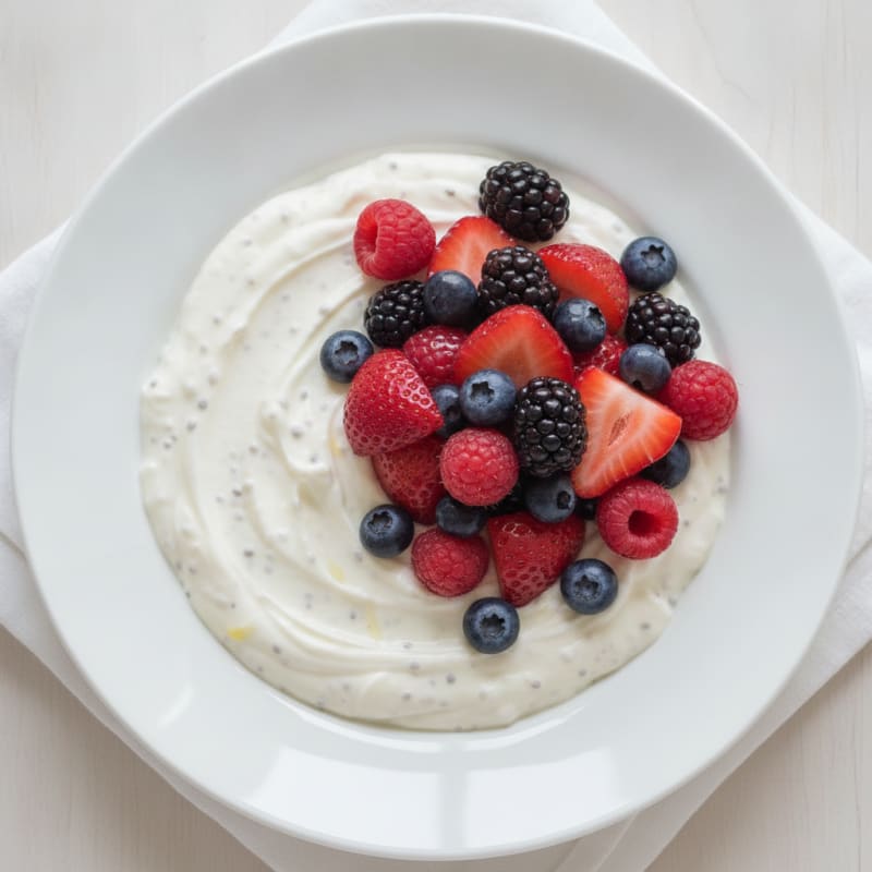 Silky Greek Yogurt Protein Pudding with Mixed Berries
