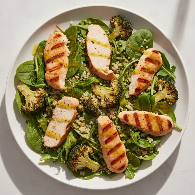 Grilled Turkey Breast Salad with Quinoa and Roasted Broccoli