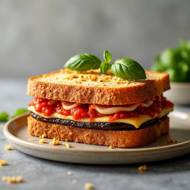 Crispy Baked Eggplant Parmesan Sandwich