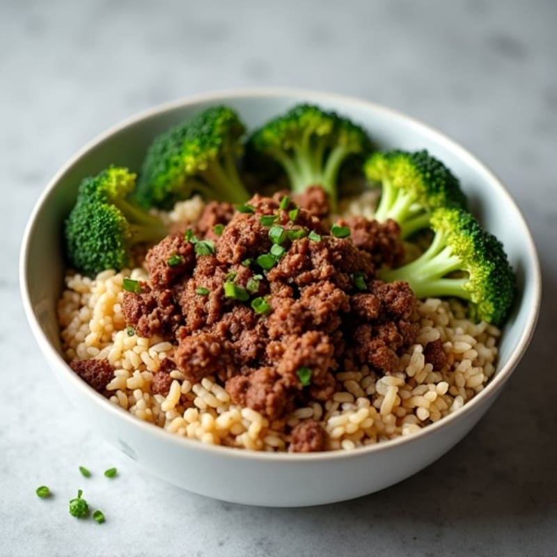 Savory Beef and Crispy Broccoli Rice Bowl