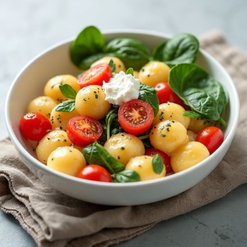 Creamy Ricotta Gnocchi with Blistered Cherry Tomatoes and Fresh Spinach