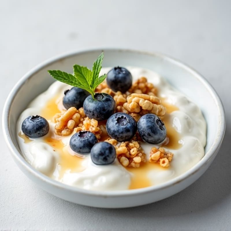 Greek Yogurt with Chopped Walnuts and Blueberries
