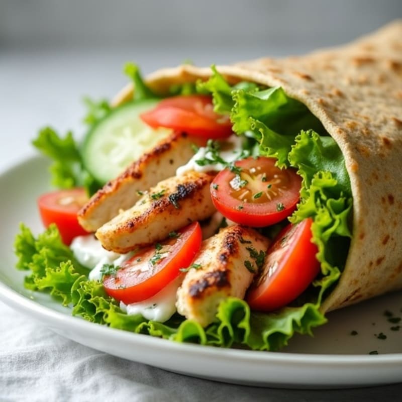 Grilled Chicken and Crunchy Vegetable Wrap with Creamy Herb Dressing