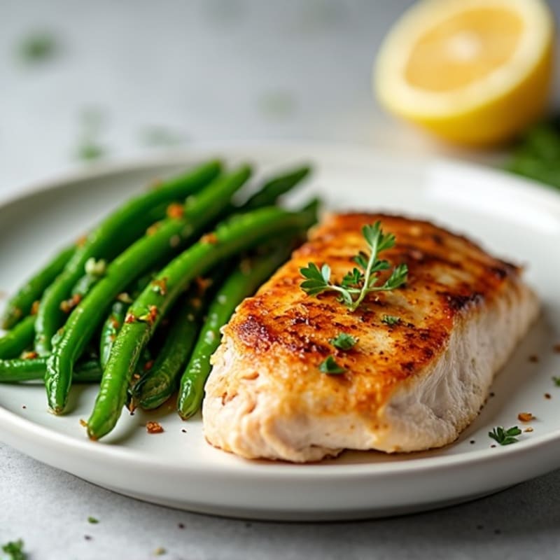 Seared Turkey Breast with Garlic Green Beans