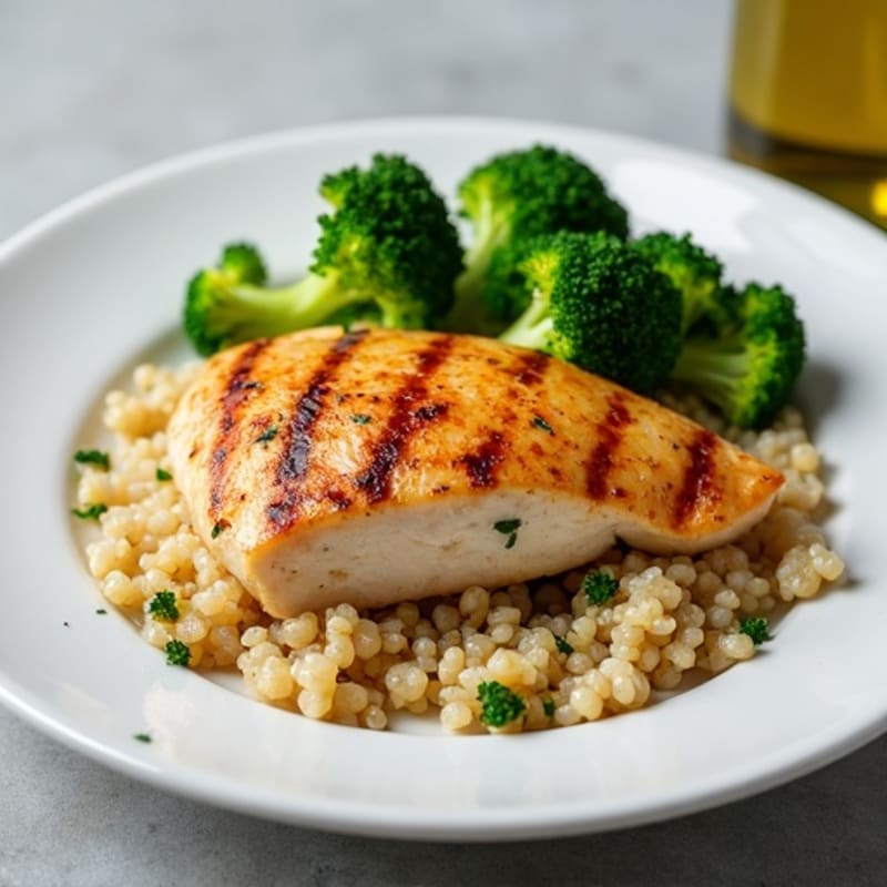 Grilled Chicken Breast with Quinoa and Steamed Broccoli