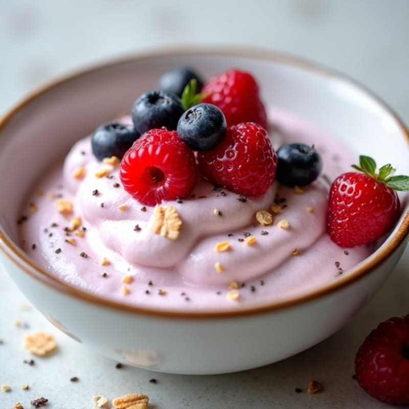 Greek Yogurt Protein Mousse with Mixed Berries