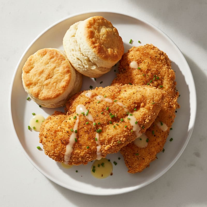 Buttermilk Fried Chicken with Fluffy Biscuits
