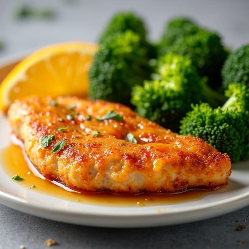 Crispy Orange Glazed Chicken with Steamed Broccoli
