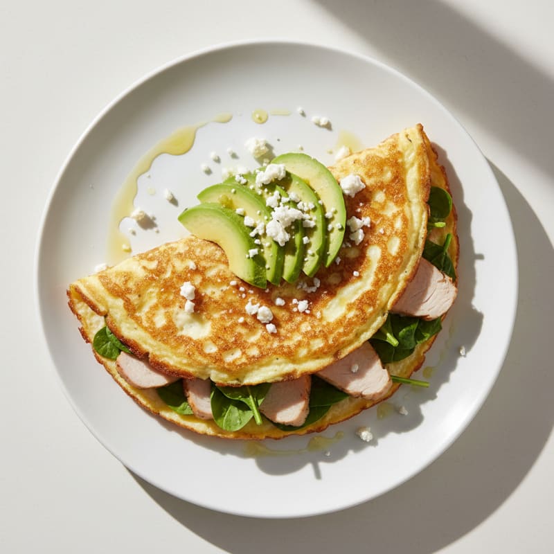 Crispy Egg White Omelet with Turkey and Spinach