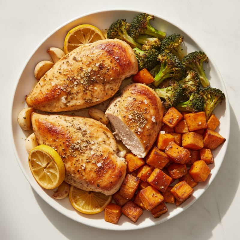 Garlic Herb Roasted Chicken with Lemon
