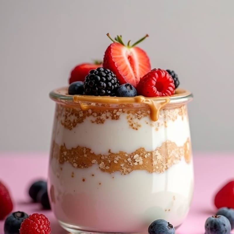Creamy Peanut Butter Berry Overnight Oats