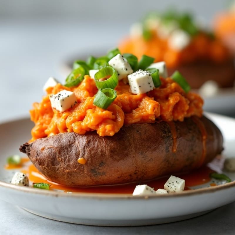 Creamy Buffalo Chicken Stuffed Sweet Potatoes